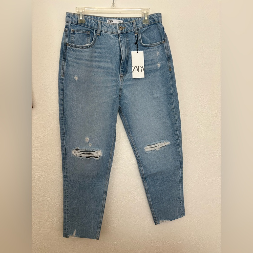 Zara Women's Blue Distressed Jeans